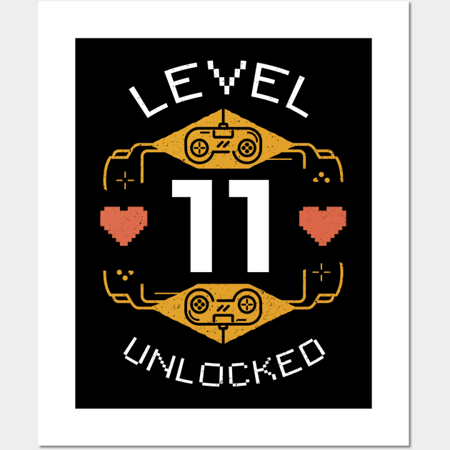 Retro Gaming Level 11 Unlocked Wall Art by SLAG_Creative